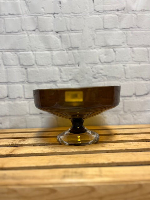 Amber Pedestal Glass Dish