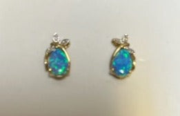 10K Blue Opal Earrings